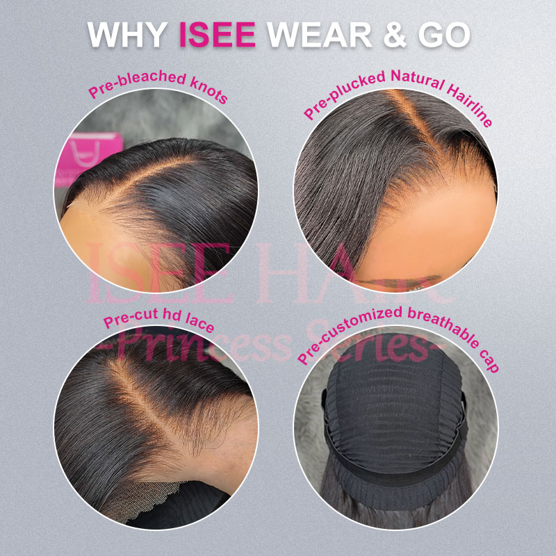 Pre-Cut Lace & Pre-Bleached: Isee New Updated Wear & Go Wigs