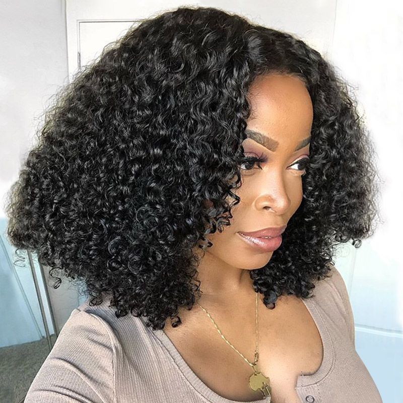 Glueless Human Hair Wigs U part Kinky Curly Wigs