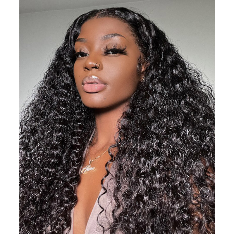 Type 4 Hairline Pre Plucked HD Lace Front Wig Water Wave Wigs with Curly Edges