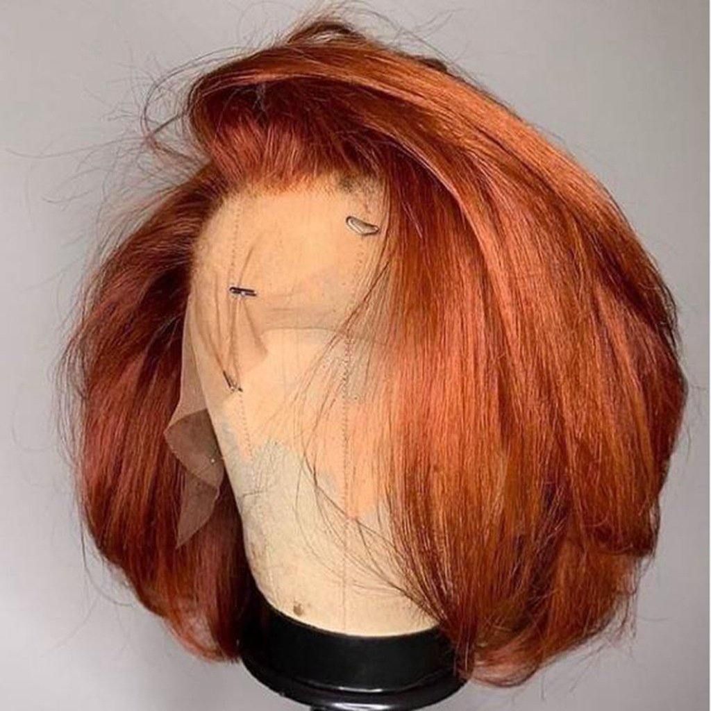 Ginger Orange Straight Side Part Frontal Bob Lace Wig
