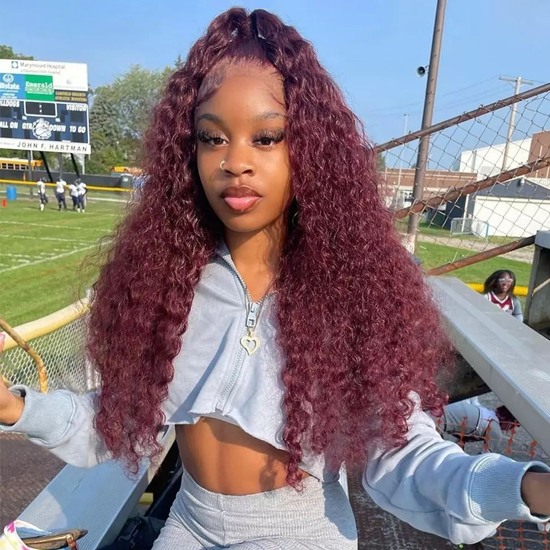 Burgundy 99J Water Wave 13*4 Lace Front Wig