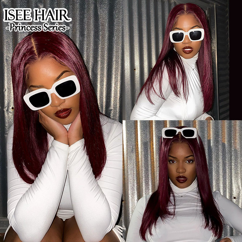 Burgundy Human Hair Wig 99J Straight