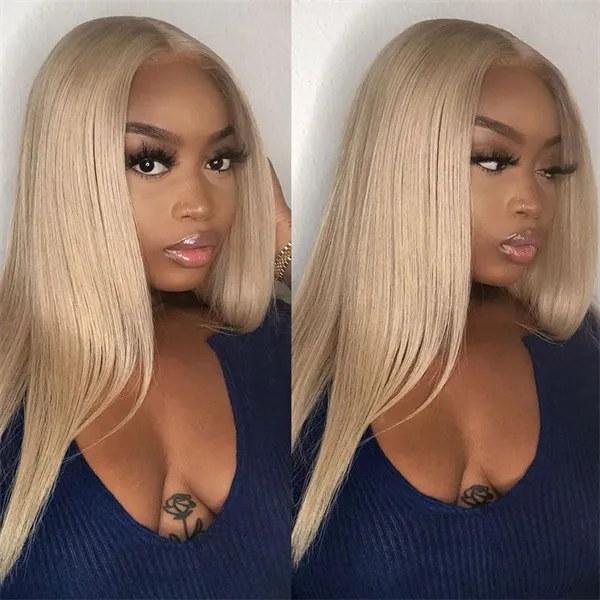 Blonde Straight Wigs Preplucked Transparent Lace Front Wigs