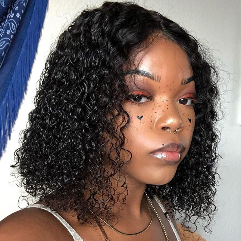 12 Inch Bob Wig Kinky Curly Lace Wigs