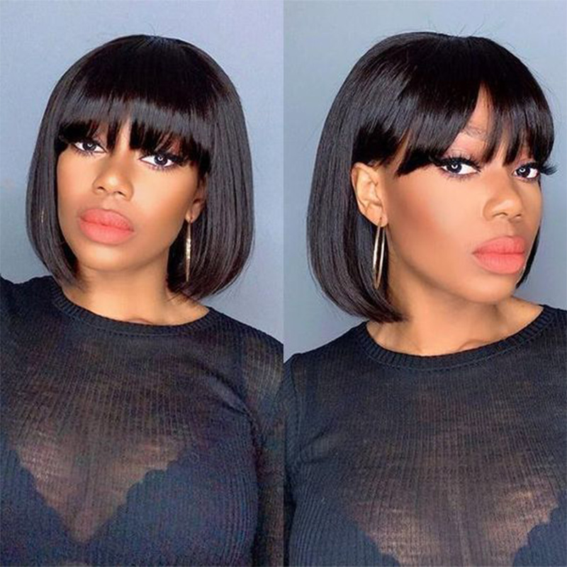 Short Human Hair 12 Inch Straight Wigs