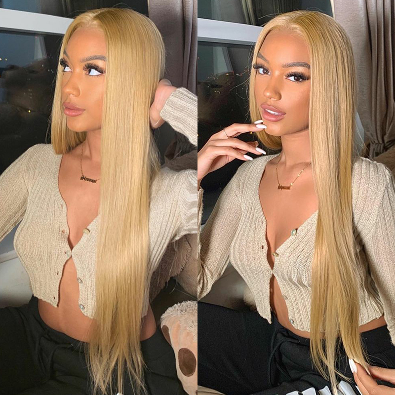 Honey Blonde #27 Color Straight 13*4 Lace Front Wig