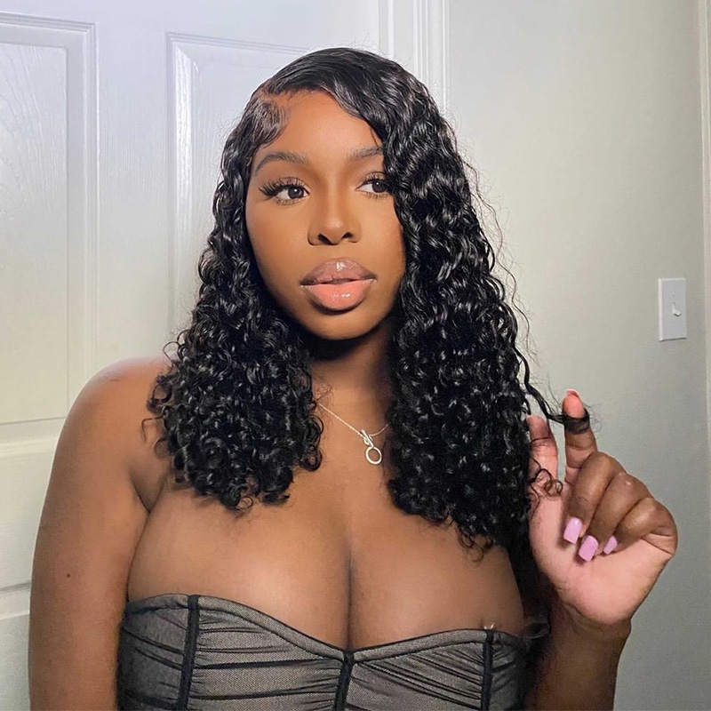 Side Part Water Wave Lace Closure Wig Human Hair Wig