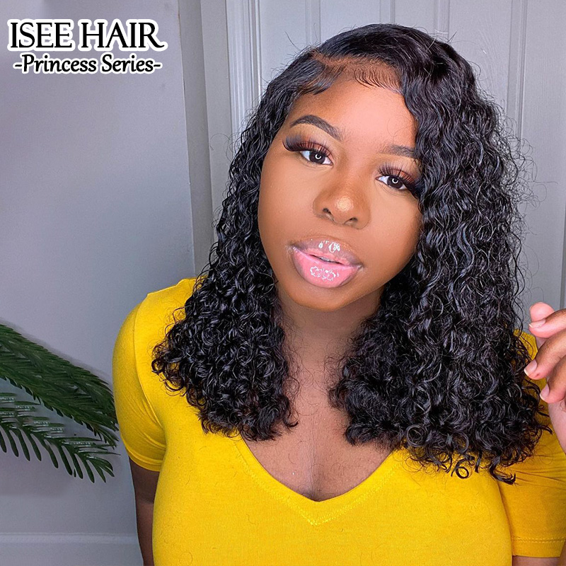 Deep Curly Lace Closure Sew In Side Part Bob Wigs