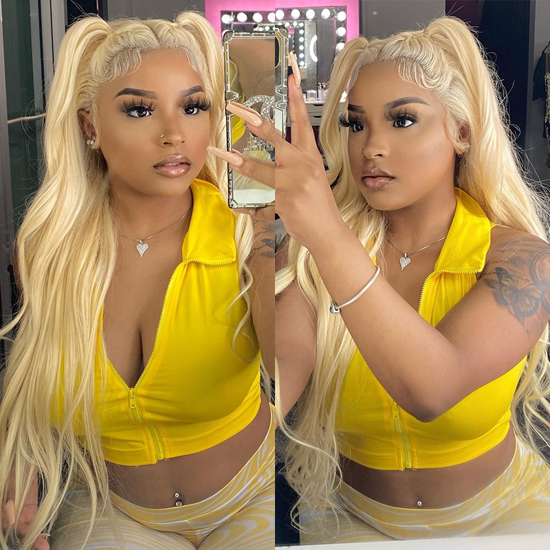 613 Blonde Hand Tied Straight Lace Wigs
