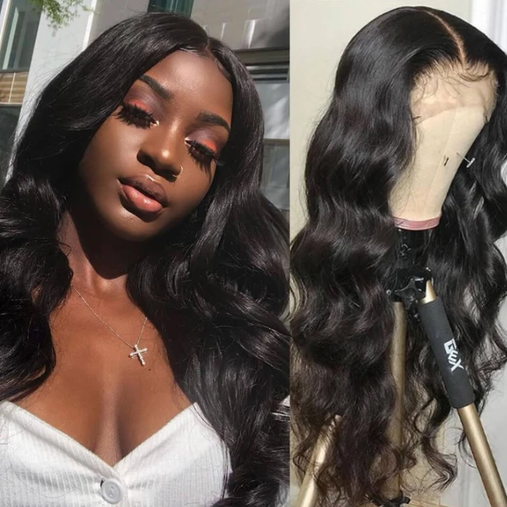 Wave Texture Transparent Lace Front Wig, 100% Human Virgin Hair