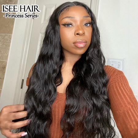 ISEEHAIR Body Wave Tpart Wig Human Hair Natural Black Color Lace Part Wig with Natural Hairline