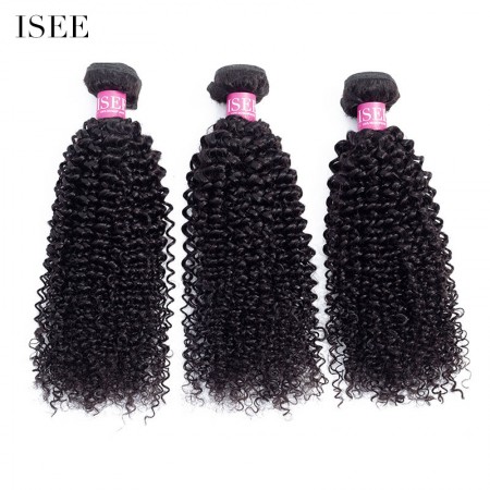 ISEE HAIR 14A Grade 100% Human Virgin Hair unprocessed Kinky Curly 3/4 Bundles Deal