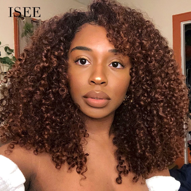 Isee Hair Kinky Curly Bundles With Closure 9a Grade 100 Human Virgin Hair