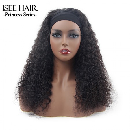 ISEE HAIR Water Wave Headband Wig Human Hair Glueless Wig