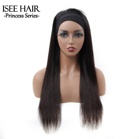 ISEE HAIR Straight Headband Wig Human Hair Glueless Wig