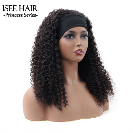 ISEE HAIR Kinky Curly Headband Wig Human Hair Glueless Wig