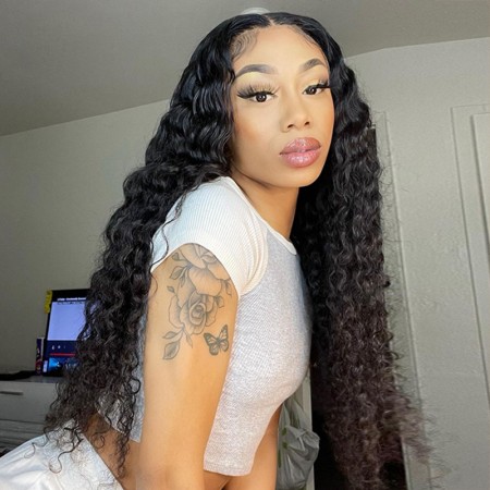 ISEEHAIR Invisible HD Lace Wig Deep Curly Hair Lace Closure & Front Melt Lace Wig
