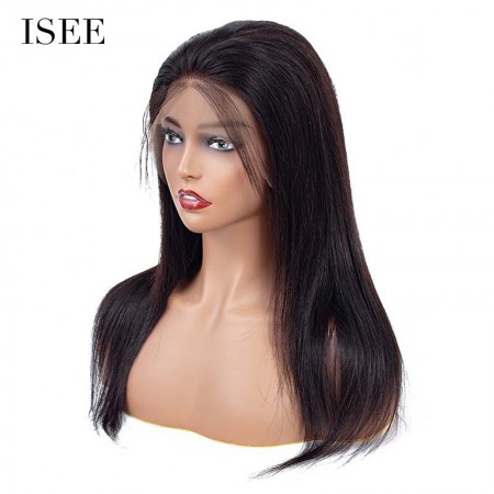 ISEE HAIR Straight Lace Front Wigs Natural Density Human Virgin Hair Wigs