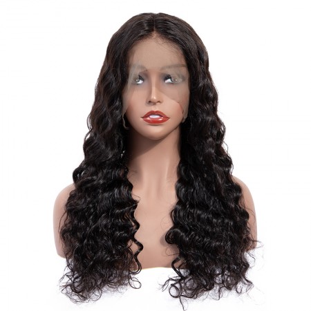 ISEE HAIR Loose Deep Lace Front Wig,Pre Plucked Natural Hair Liner, 100% Human Virgin Hair Wigs