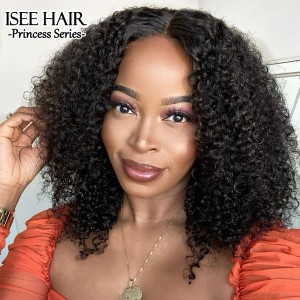 ISEE HAIR New Arrival Kinky Curly Lace Closure Wig Real Human Hair Glueless Wigs