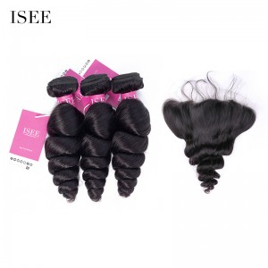 ISEE HAIR 10A Grade 100% Human Virgin Hair unprocessed Loose Wave Bundles with Frontal Deal