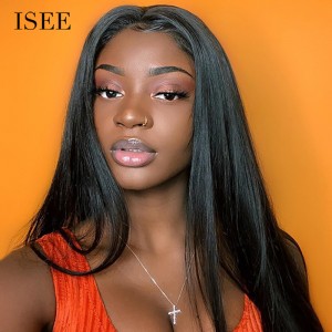 ISEE HAIR Straight Lace Front Wigs 180% Density Human Virgin Hair Wigs