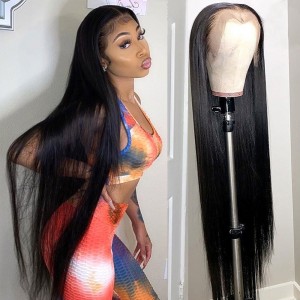 Super Long Length 180% Density Brazilian Straight Lace Wigs In Stock, Natural Look Human Hair Wigs