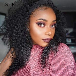 Black girl with ISEE HAIR Mongolian Kinky Curly 4 Bundles 24 inches