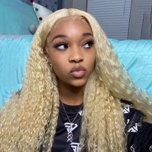 #613 Blonde Kinky Curly Lace Wigs 150% Natural Density Pre Plucked| ISEE HAIR 