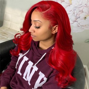 Red Color Straight Lace Front Wig | ISEE HAIR