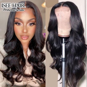 ISEE HAIR Body Wave Lace Closure Wig Real Human Hair Wigs Preplucked With Natural Hairline