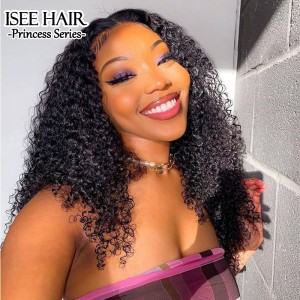 ISEEHAIR Invisible HD Lace Wig Kinky Curly Hair Lace Closure & Front Melt Lace Wig