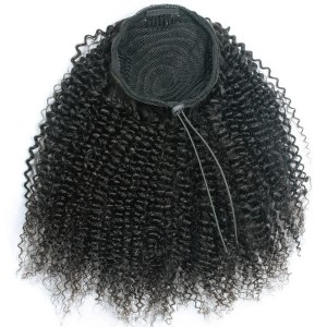 Drawstring Ponytail Extension Hair Afro Curly Ponytail With Clip In 100% Human Hair
