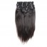 Silky Straight Clip Ins Hair Extensions 100% Human Hair Natural Black Color