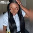 ISEEHAIR Straight Tpart Wig Human Hair Natural Black Color Lace Part Wig with Natural Hairline