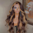 Chocolate Brown Skunk Stripe Straight Hair 13*4 Transparent Lace Front Human Hair Wigs