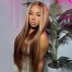 ISEEHAIR TL4/12# Piano Color Highlight Wigs Brown and Blonde Silky Straight Lace Front Wig
