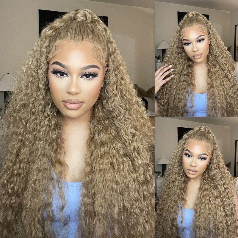 Honey Blonde Water Wave Color Wig Christmas Wig