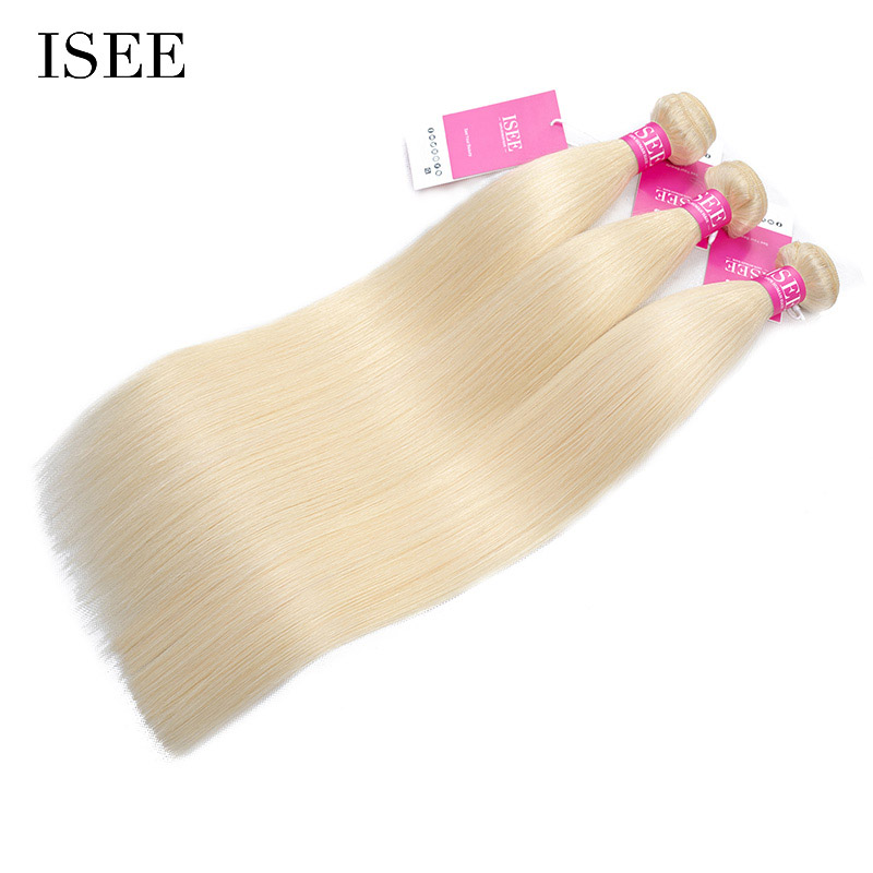 613 Blonde Straight Hair Weaves Deal Double Weft Human Virgin Hair