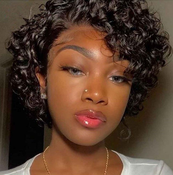 Short Curly Pixie Haircut 13*4 Lace Compact Frontal Wig