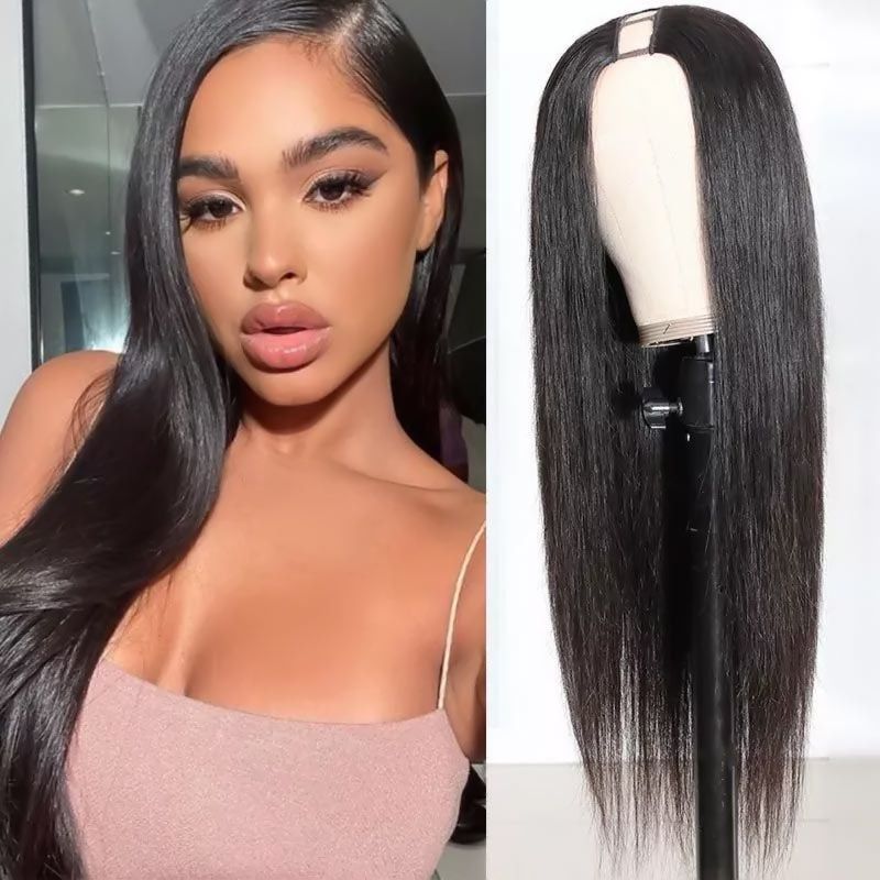 Glueless Human Hair Wigs Straight U part Wig