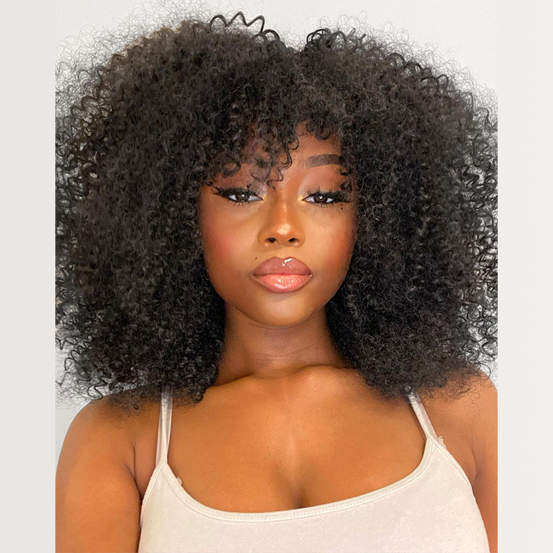 Kinky Curly Sew In Wig Human Hair Wigs