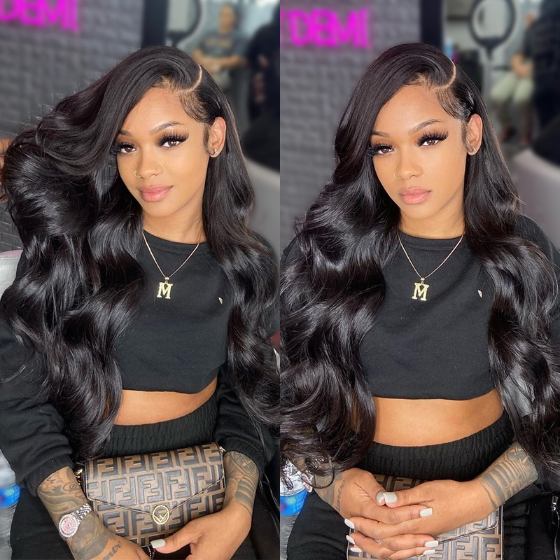 ISEE HAIR Body Wave Lace Front Wig Pre Plucked Human Hair Wigs